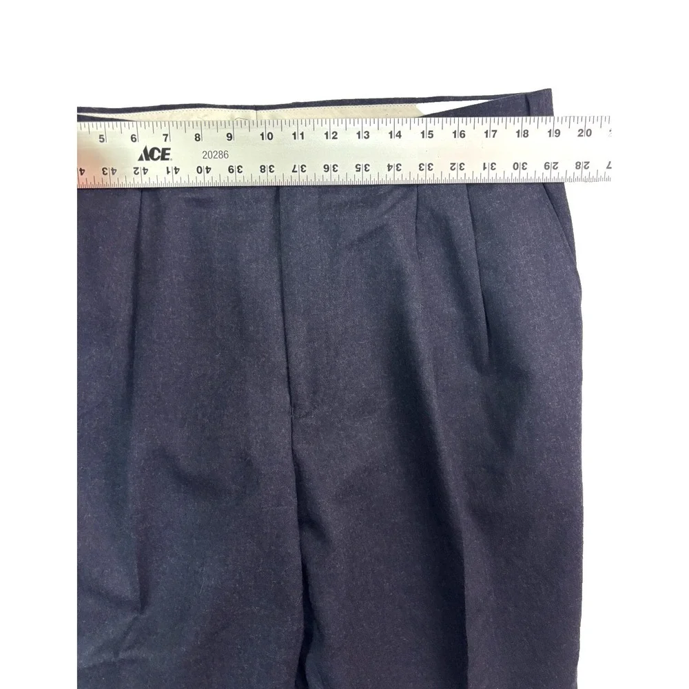 Ralph Lauren 38x28 Navy Blue Flannel Wool‎ Dress Suit Pants Pleated Cuffed Mens